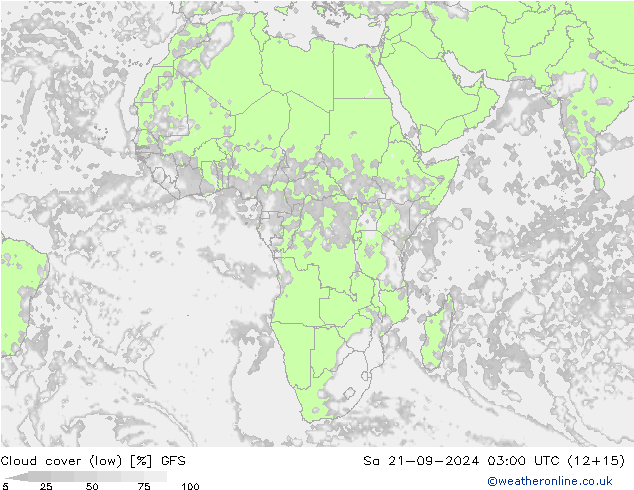 Cloud cover (low) GFS Sa 21.09.2024 03 UTC