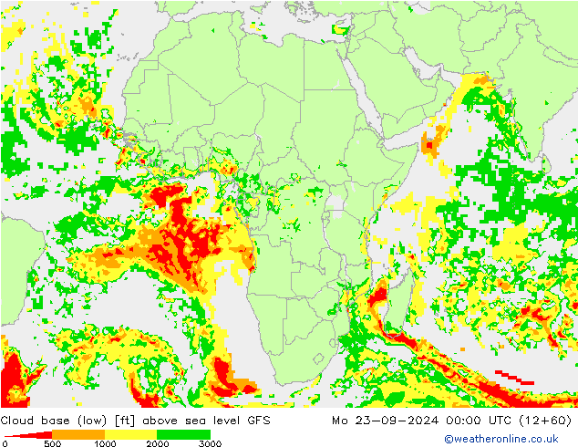 Cloud base (low) GFS Po 23.09.2024 00 UTC