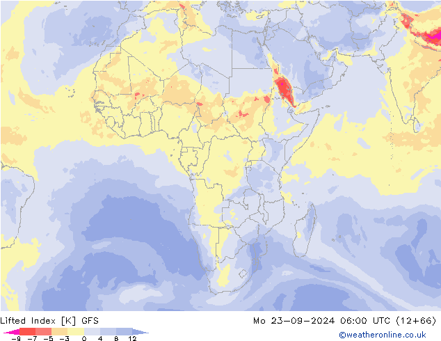 Lifted Index GFS Po 23.09.2024 06 UTC