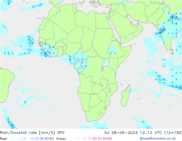 Rain/Snowfall rate GFS So 28.09.2024 12 UTC