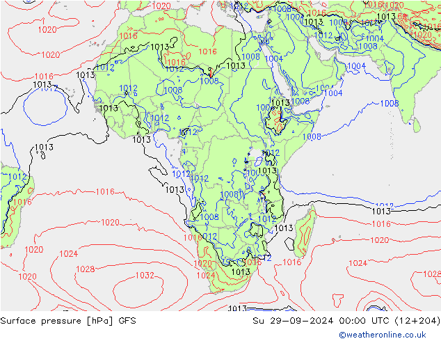 Luchtdruk (Grond) GFS zo 29.09.2024 00 UTC