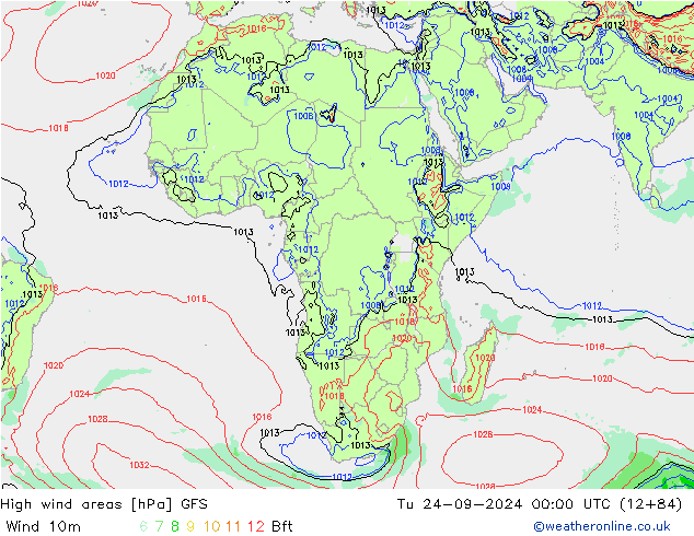 High wind areas GFS Tu 24.09.2024 00 UTC