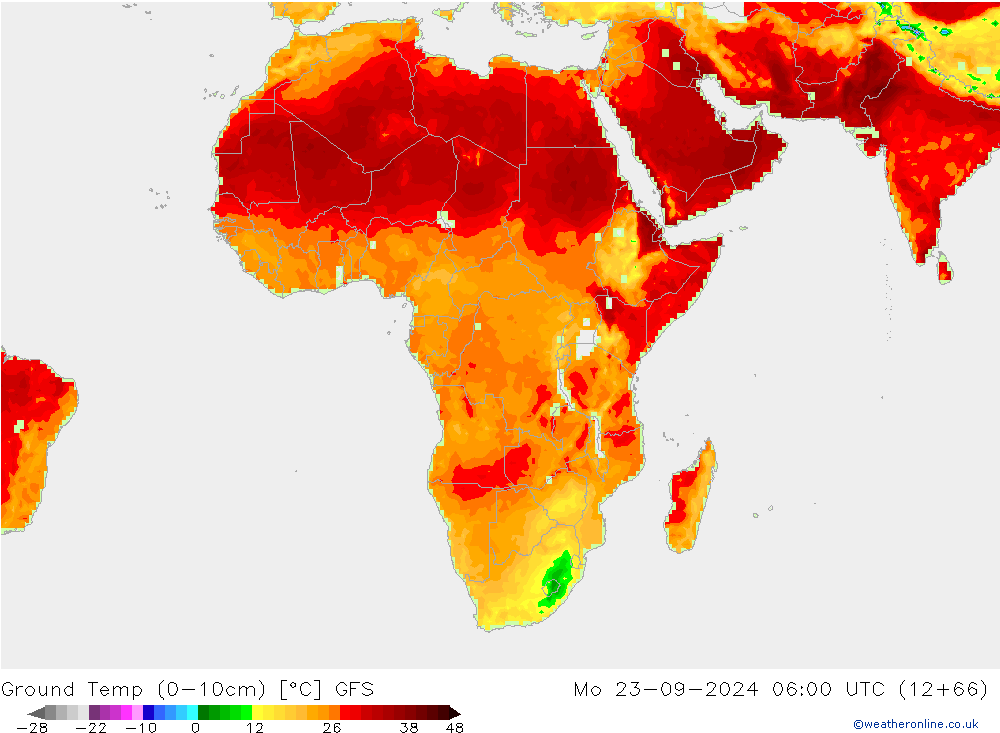 Ground Temp (0-10cm) GFS Mo 23.09.2024 06 UTC