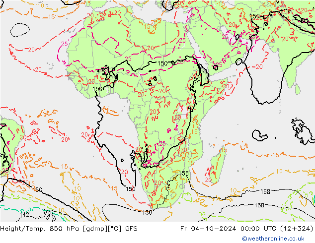 Height/Temp. 850 hPa GFS  04.10.2024 00 UTC