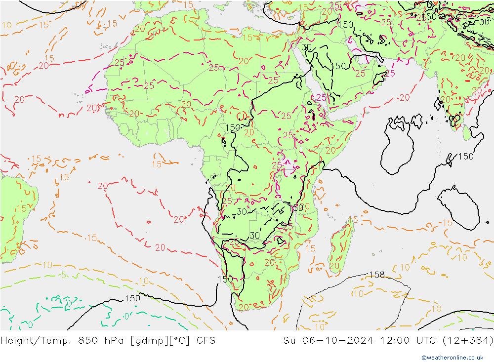 Height/Temp. 850 hPa GFS  2024