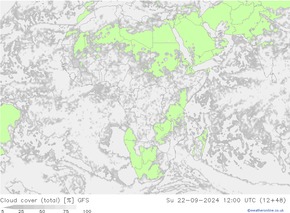 zachmurzenie (suma) GFS nie. 22.09.2024 12 UTC