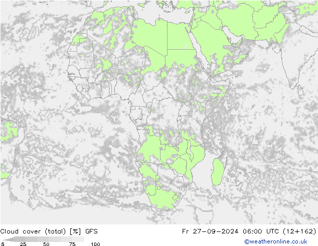 Bulutlar (toplam) GFS Cu 27.09.2024 06 UTC