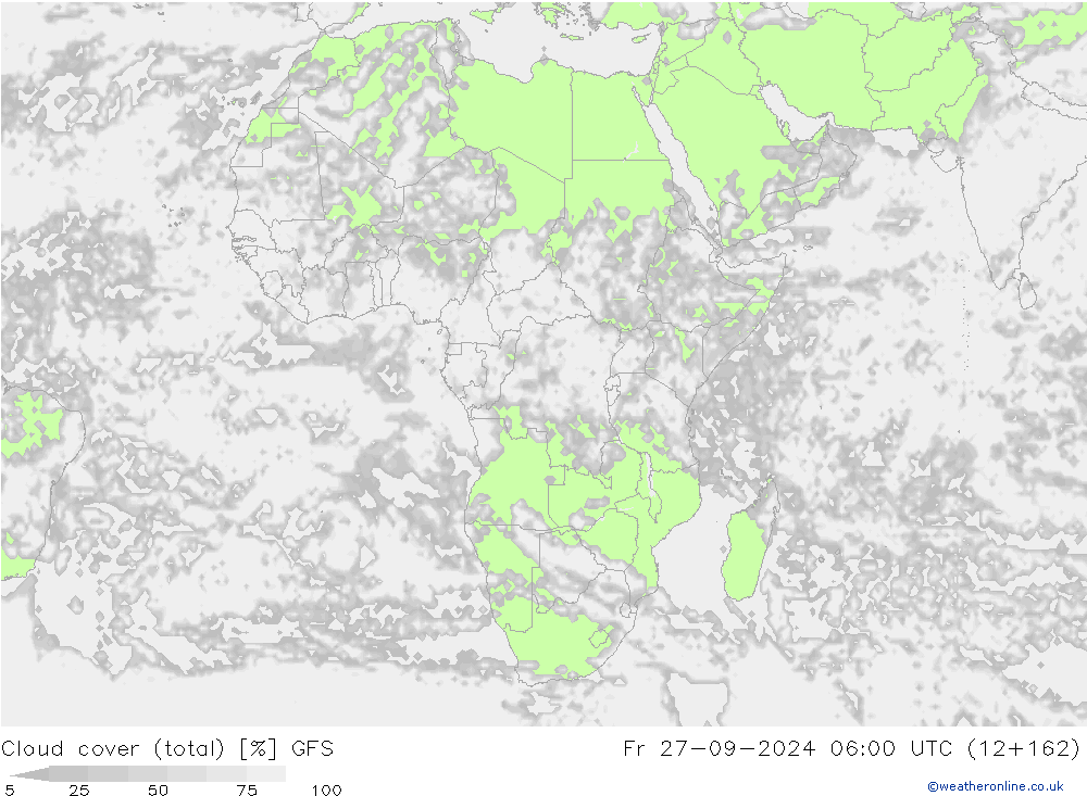 Bulutlar (toplam) GFS Cu 27.09.2024 06 UTC