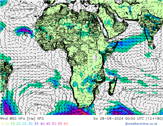 Rüzgar 850 hPa GFS Eylül 2024