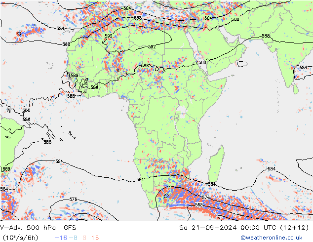 V-Adv. 500 гПа GFS сб 21.09.2024 00 UTC