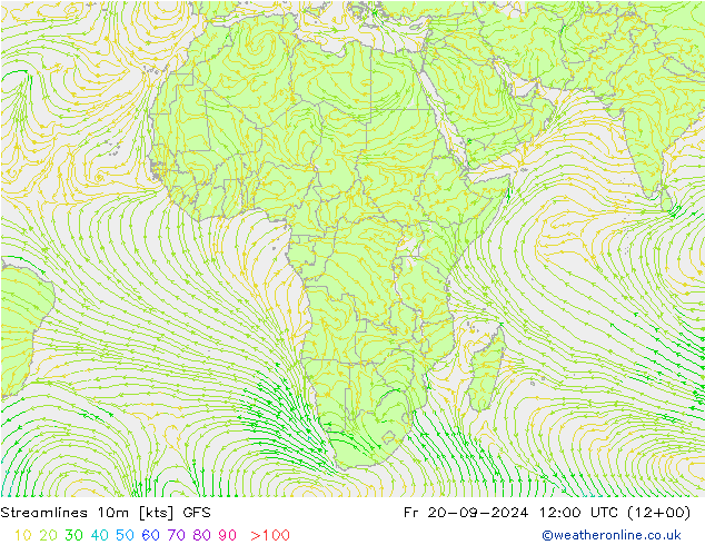 Stromlinien 10m GFS Fr 20.09.2024 12 UTC