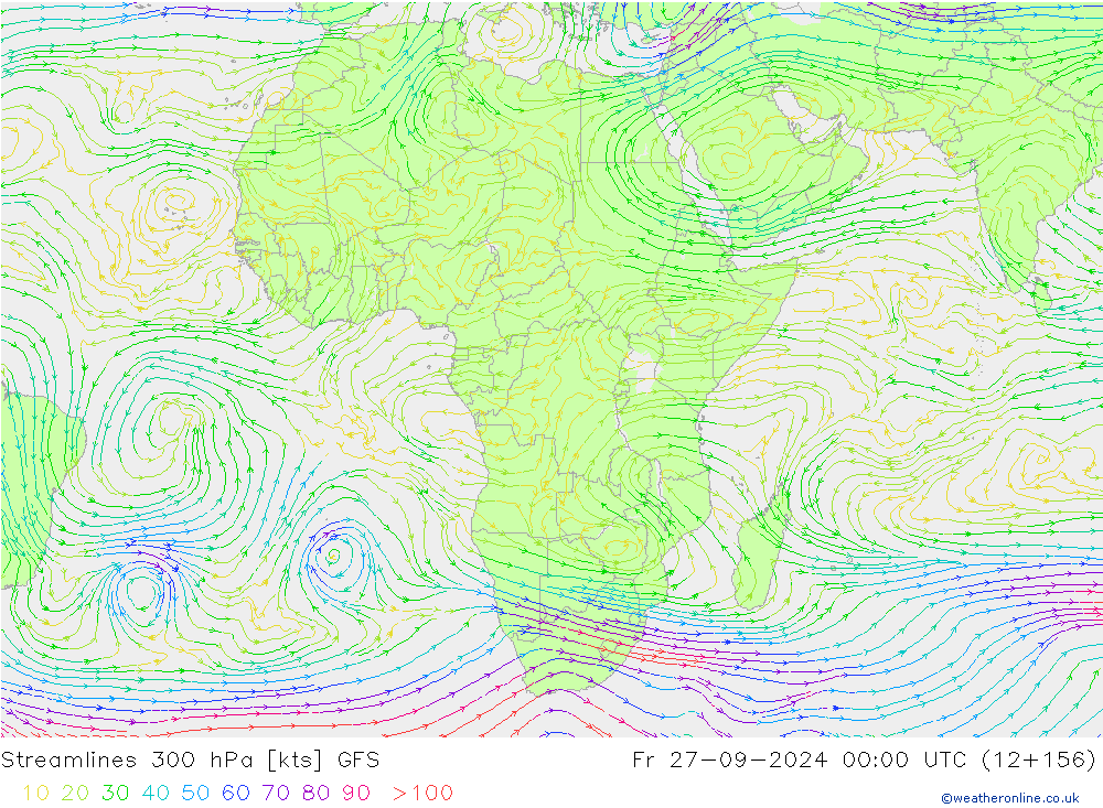 Streamlines 300 hPa GFS Fr 27.09.2024 00 UTC