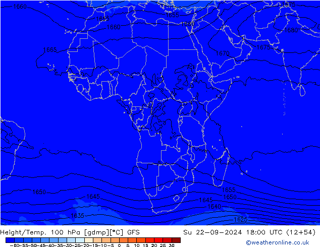 Height/Temp. 100 hPa GFS nie. 22.09.2024 18 UTC