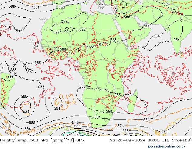 Z500/Rain (+SLP)/Z850 GFS sáb 28.09.2024 00 UTC