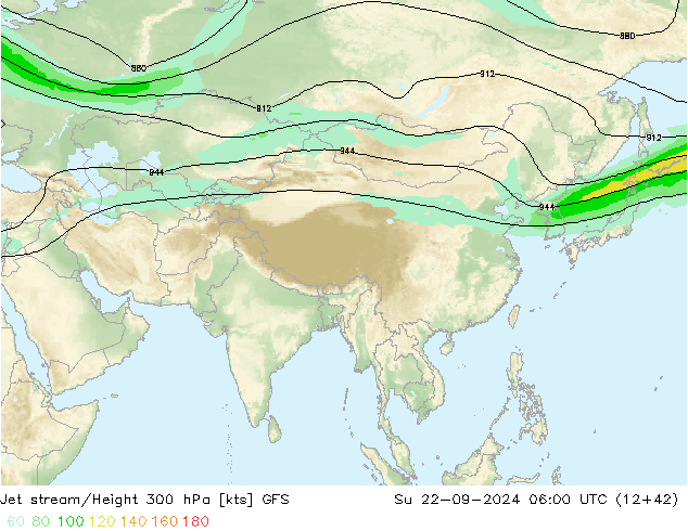 Corrente a getto GFS dom 22.09.2024 06 UTC