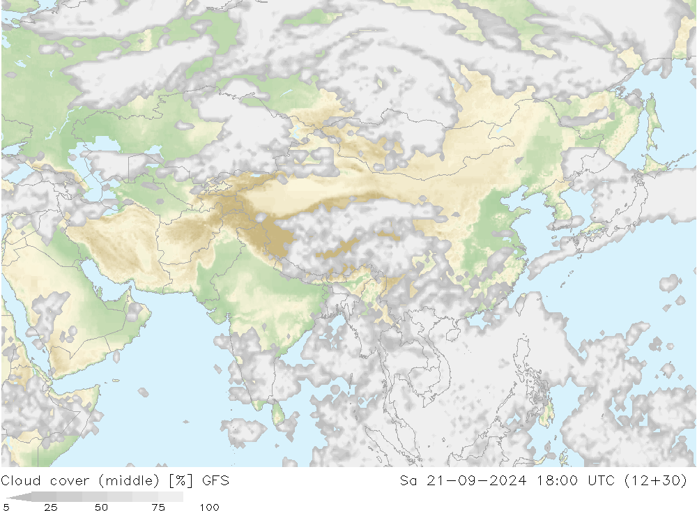 zachmurzenie (środk.) GFS so. 21.09.2024 18 UTC