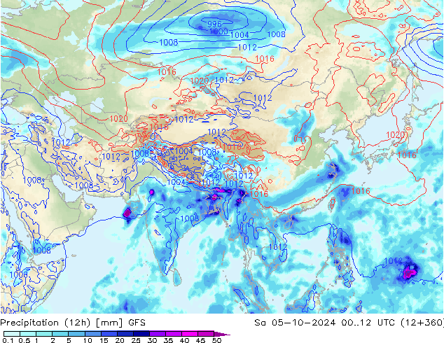 Yağış (12h) GFS Cts 05.10.2024 12 UTC