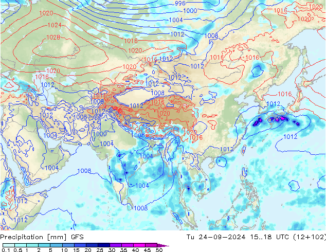 Precipitation GFS Tu 24.09.2024 18 UTC