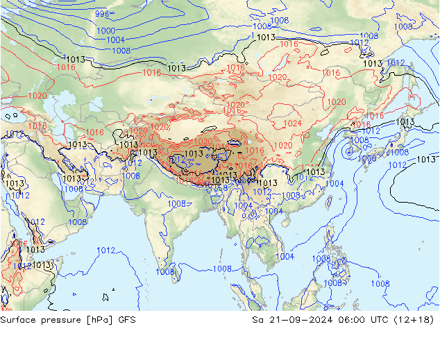 pression de l'air GFS sam 21.09.2024 06 UTC