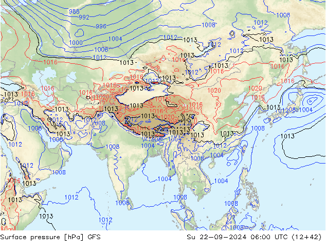 Pressione al suolo GFS dom 22.09.2024 06 UTC