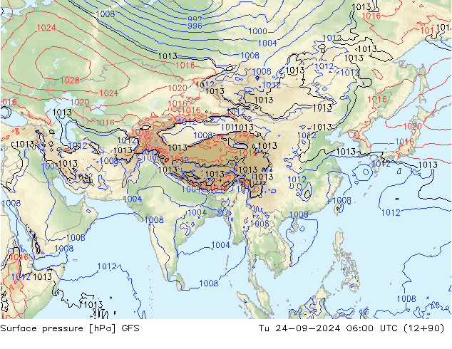 Surface pressure GFS Tu 24.09.2024 06 UTC