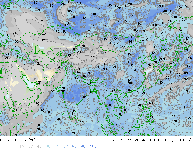 RH 850 hPa GFS Fr 27.09.2024 00 UTC