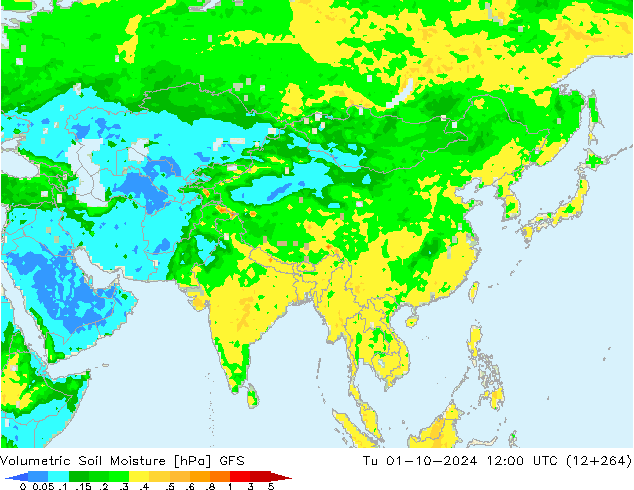 Volumetric Soil Moisture GFS Tu 01.10.2024 12 UTC