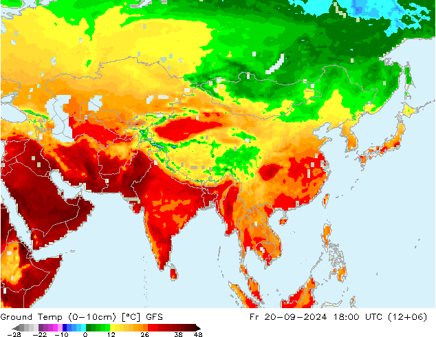 Ground Temp (0-10cm) GFS Fr 20.09.2024 18 UTC