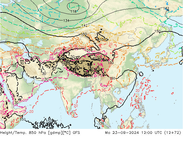 Z500/Rain (+SLP)/Z850 GFS Mo 23.09.2024 12 UTC