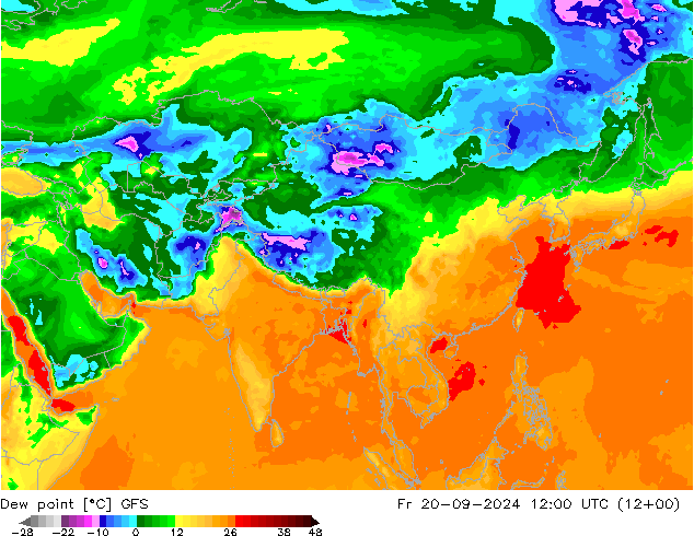 Rosný bod GFS Pá 20.09.2024 12 UTC