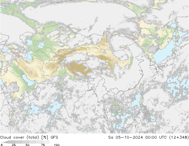 Nubi (totali) GFS sab 05.10.2024 00 UTC