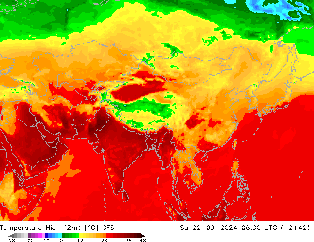 Maksimum Değer (2m) GFS Paz 22.09.2024 06 UTC