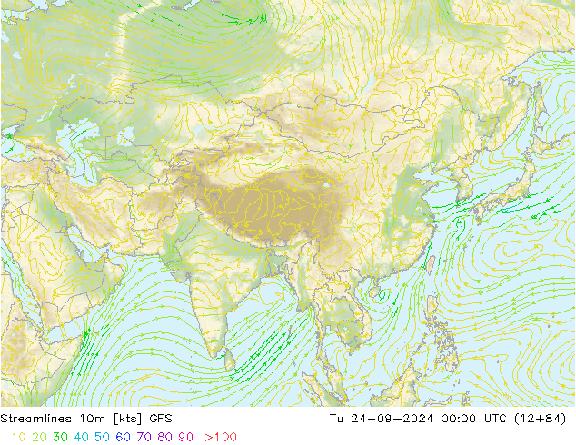 ветер 10m GFS вт 24.09.2024 00 UTC