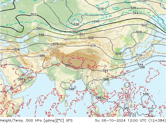 Z500/Rain (+SLP)/Z850 GFS  06.10.2024 12 UTC