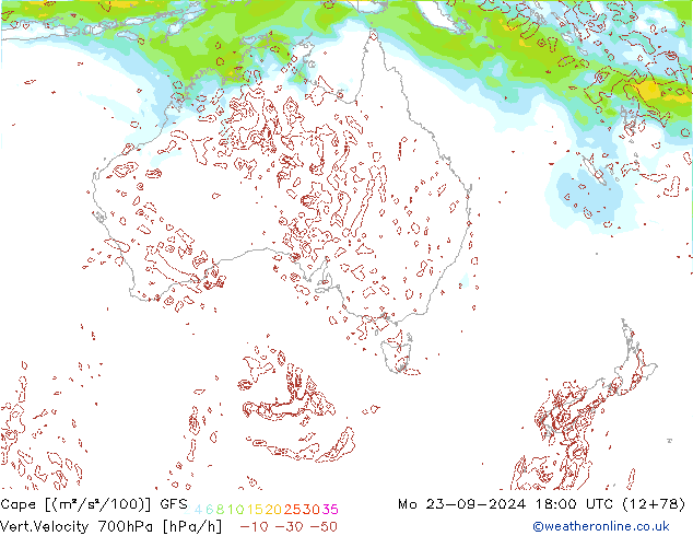 Cape GFS lun 23.09.2024 18 UTC