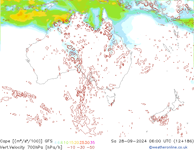 Cape GFS sáb 28.09.2024 06 UTC