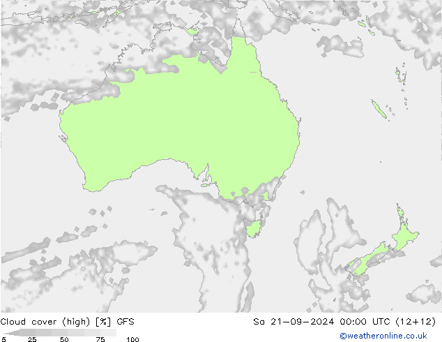 Cloud cover (high) GFS Sa 21.09.2024 00 UTC