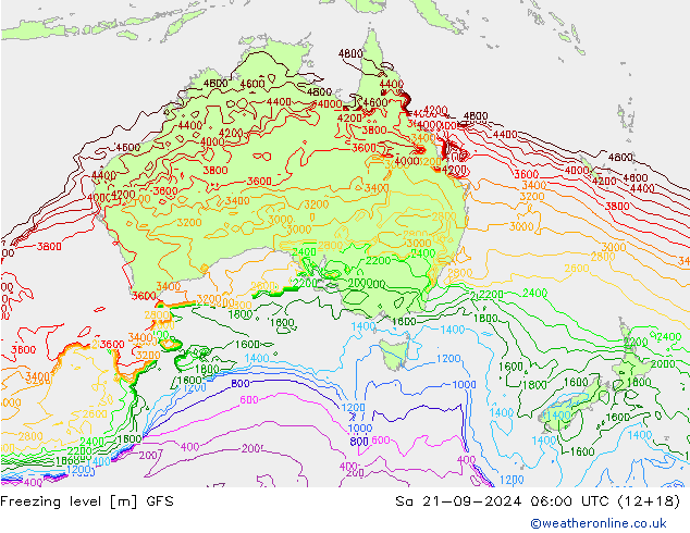 Freezing level GFS сб 21.09.2024 06 UTC