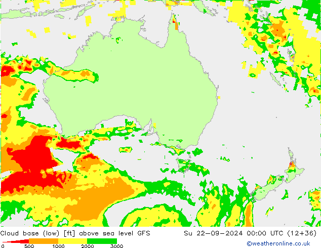 Cloud base (low) GFS dim 22.09.2024 00 UTC