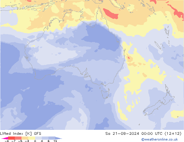 Lifted Index GFS sab 21.09.2024 00 UTC