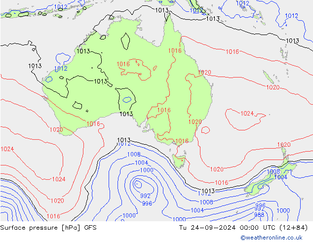 Surface pressure GFS Tu 24.09.2024 00 UTC