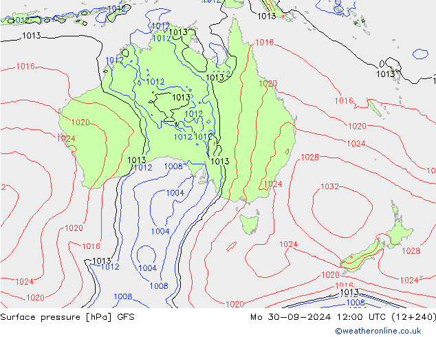 Luchtdruk (Grond) GFS ma 30.09.2024 12 UTC