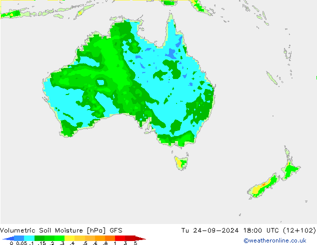 Volumetric Soil Moisture GFS Tu 24.09.2024 18 UTC