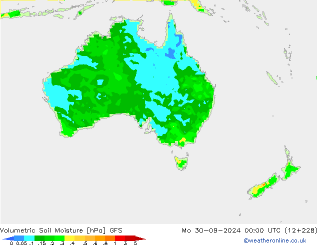 Volumetric Soil Moisture GFS pon. 30.09.2024 00 UTC