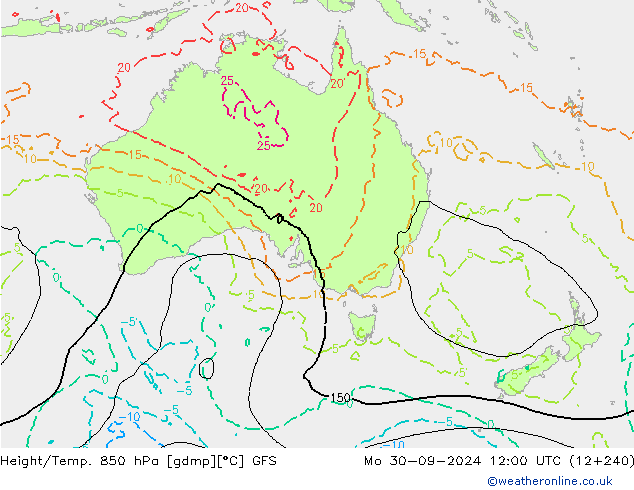 Height/Temp. 850 hPa GFS Mo 30.09.2024 12 UTC