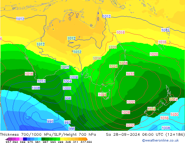 Thck 700-1000 hPa GFS Sa 28.09.2024 06 UTC