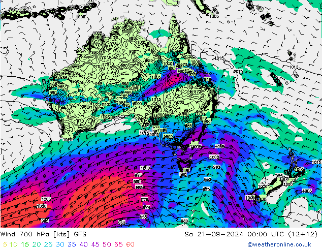 Wind 700 hPa GFS Sa 21.09.2024 00 UTC