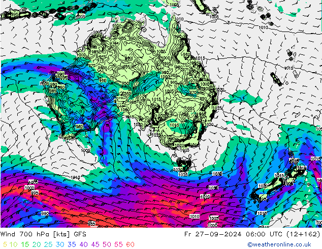 Wind 700 hPa GFS vr 27.09.2024 06 UTC