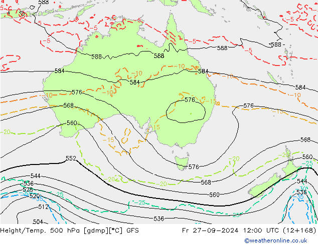 Z500/Yağmur (+YB)/Z850 GFS Cu 27.09.2024 12 UTC