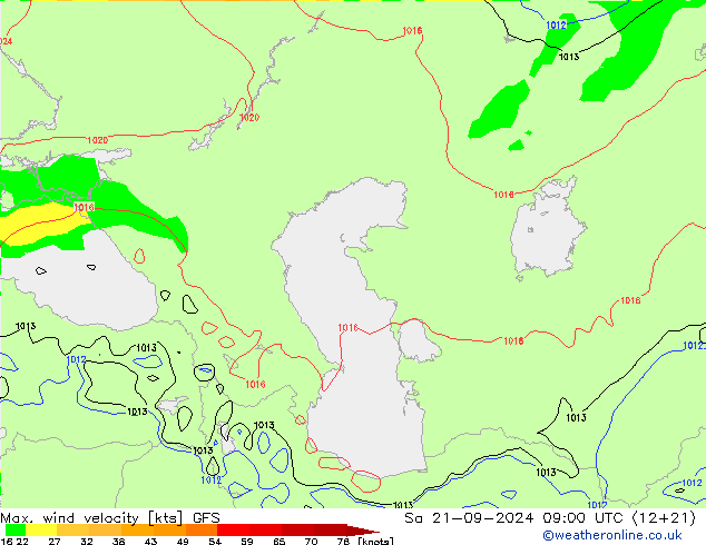 Max. wind velocity GFS  21.09.2024 09 UTC